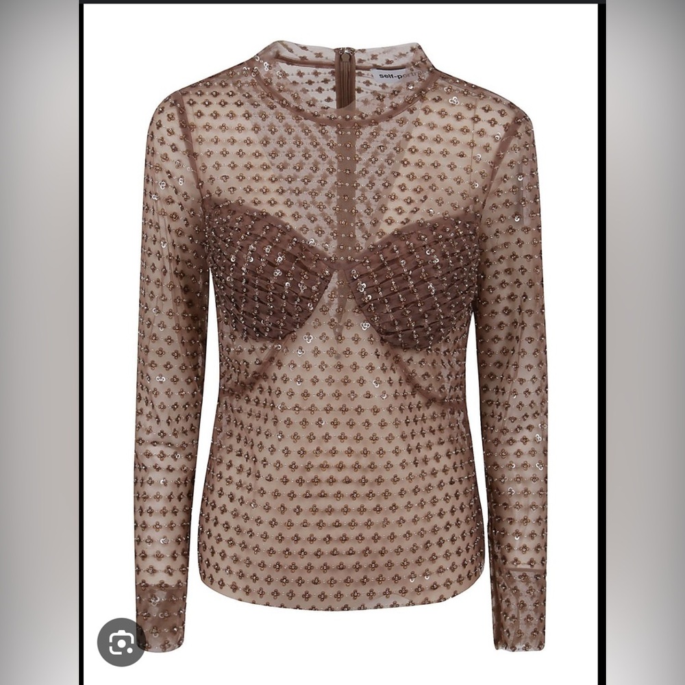Self Portrait Dot Mesh Top